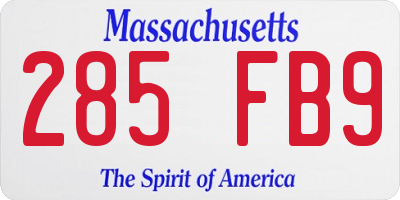 MA license plate 285FB9