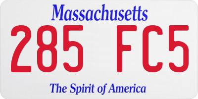 MA license plate 285FC5