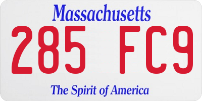 MA license plate 285FC9
