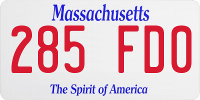 MA license plate 285FD0