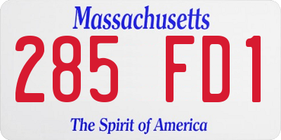 MA license plate 285FD1