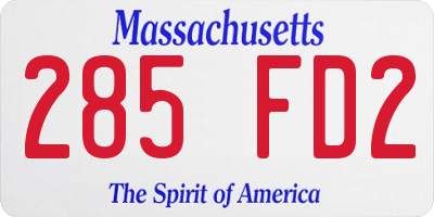 MA license plate 285FD2