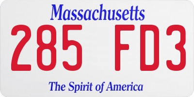 MA license plate 285FD3