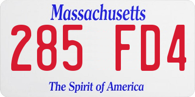 MA license plate 285FD4