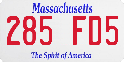 MA license plate 285FD5