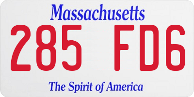 MA license plate 285FD6