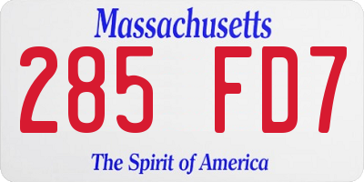 MA license plate 285FD7
