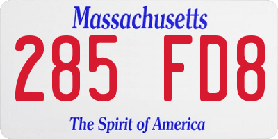 MA license plate 285FD8