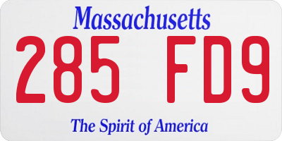 MA license plate 285FD9