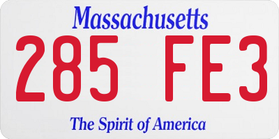 MA license plate 285FE3