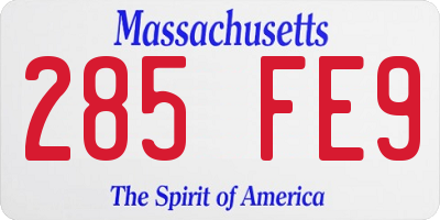 MA license plate 285FE9