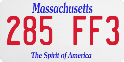 MA license plate 285FF3