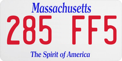 MA license plate 285FF5
