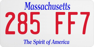 MA license plate 285FF7