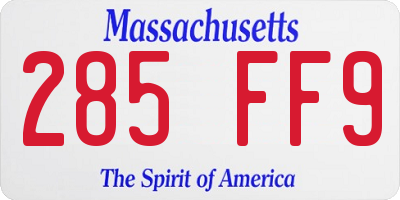 MA license plate 285FF9