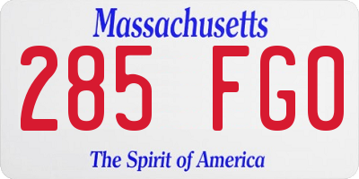 MA license plate 285FG0