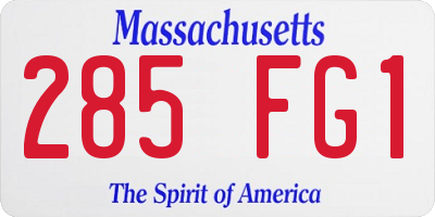 MA license plate 285FG1