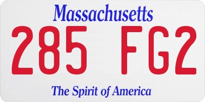 MA license plate 285FG2