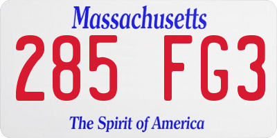 MA license plate 285FG3