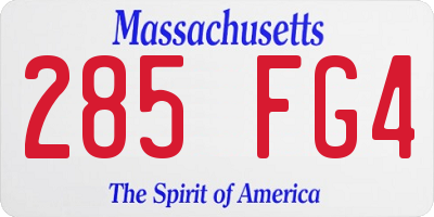 MA license plate 285FG4