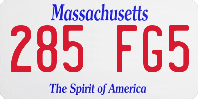 MA license plate 285FG5