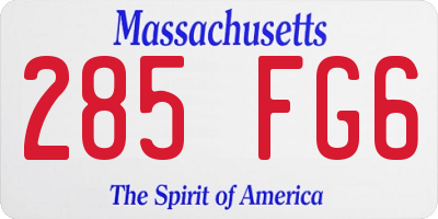 MA license plate 285FG6