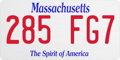 MA license plate 285FG7