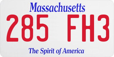 MA license plate 285FH3