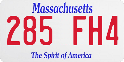 MA license plate 285FH4