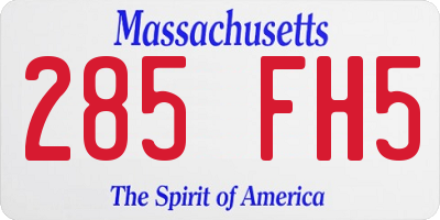 MA license plate 285FH5