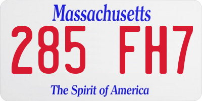 MA license plate 285FH7