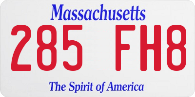 MA license plate 285FH8