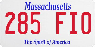 MA license plate 285FI0