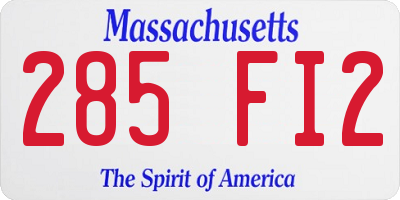 MA license plate 285FI2