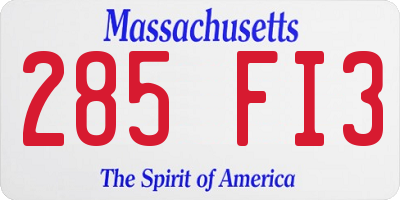 MA license plate 285FI3