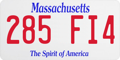 MA license plate 285FI4