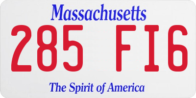 MA license plate 285FI6