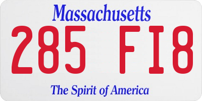 MA license plate 285FI8