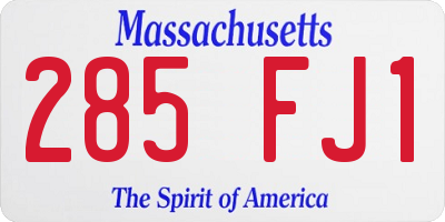 MA license plate 285FJ1