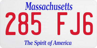 MA license plate 285FJ6
