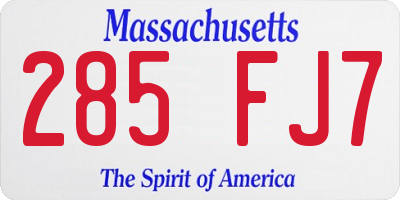 MA license plate 285FJ7