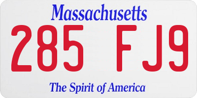 MA license plate 285FJ9