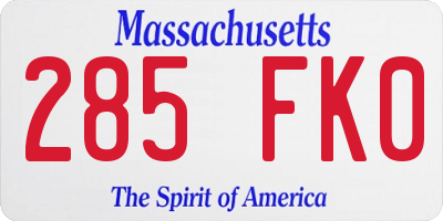 MA license plate 285FK0