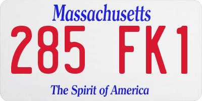 MA license plate 285FK1