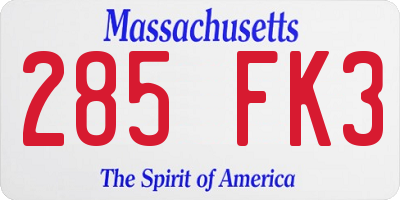 MA license plate 285FK3