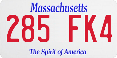 MA license plate 285FK4