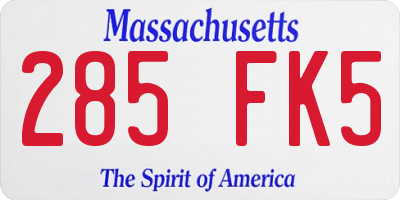 MA license plate 285FK5