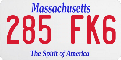 MA license plate 285FK6