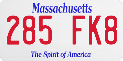 MA license plate 285FK8