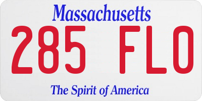 MA license plate 285FL0